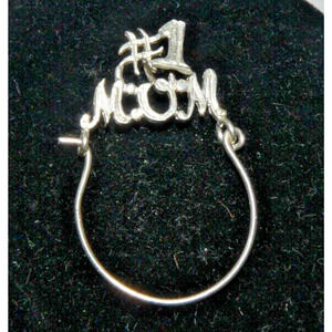 Mom #1 Charm Holder Pendant 925 Sterling Silver Vintage